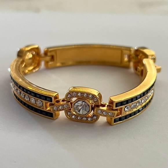 Camrose & Kross VTG Jackie Kennedy JBK Black and Gold Baguette Bracelet - Picture 1 of 3